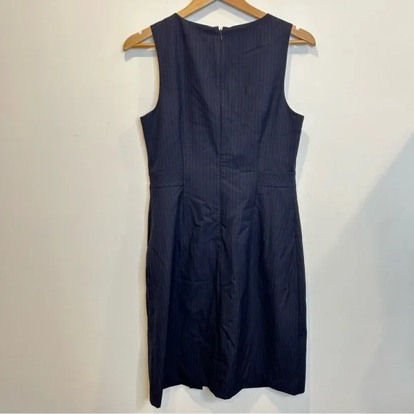 RW & Co Sleeveless Pinstripe Navy Blue Mini Dress V-Neck - Picture 8 of 9